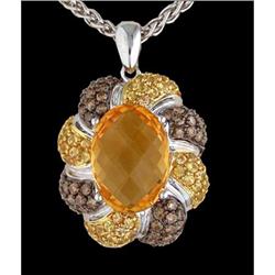 14KW Gold Oval-Shaped 6.50ct. Citrine / Diamon