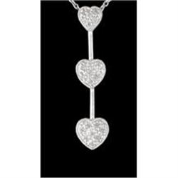 14KW Gold Triple Heart Diamond Pendant