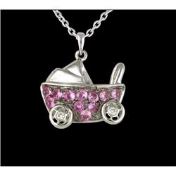 14k gold PINK SAPPHIRE/DIAMOND Baby Carriage
