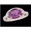 Image 1 : 14KW Gold Amethyst/Diamond Ring