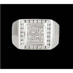 14KW 1.00ct INVISIBLE PRINCESS DIAMOND MENS RI