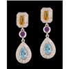 Image 1 : 14KW Gold 1.76 ct.Multi Color/ Diamond Earring
