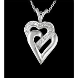 14KW Gold Double Heart Diamond Pendant