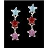 Image 1 : 14KW Gold Multi Color Triple Star Earrings