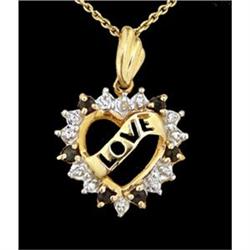 Sapphire and Diamond Heart LOVE Pendant