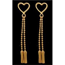 14KY Gold Sweet Heart Dangling Earrings