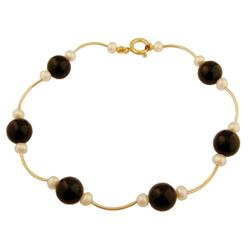 14KY Gold (not plated) Onyx/Pearl Bracelet