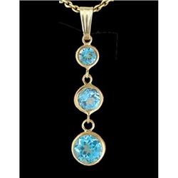 14KY Gold Triple Drop Genuine Blue Topaz Penda