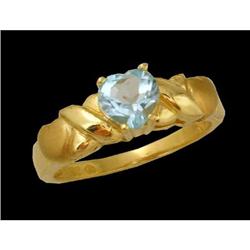10KY Gold Lovely Heart Shape Blue Topaz Ring