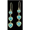 Image 1 : 14K Yellow Gold Blue Topaz Triple Heart Earrings