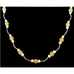 14KY Gold (not plated) Genuine Citrine,Pearl Ne