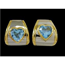 Marina B 18k Two-Tone Blue Topaz Earring