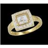 Image 1 : 14KY Gold Floating Diamond Square-Shaped Ring
