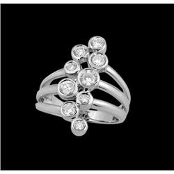14K gold white .83ct bubbles Right Hand Diamon