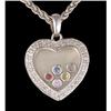 Image 1 : 14KW Gold Floating Diamond/Multi Sapphire Hear