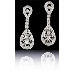 14KW Gold Dangling Vintage-Style Diamond Earri