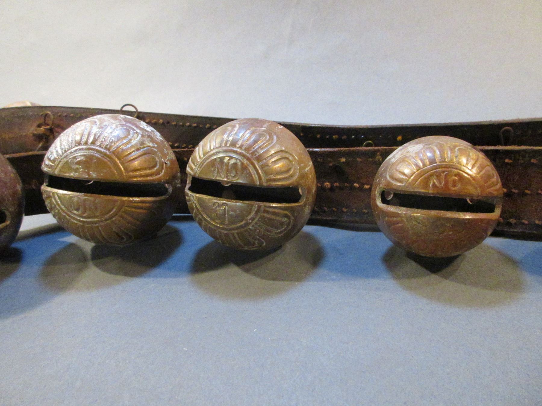 Antique Harness Bells 17 1.25" 3.25" Bells 63" X 1.75"