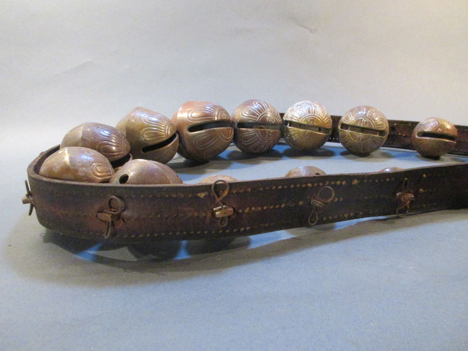 Antique Harness Bells 17 1.25" 3.25" Bells 63" X 1.75"