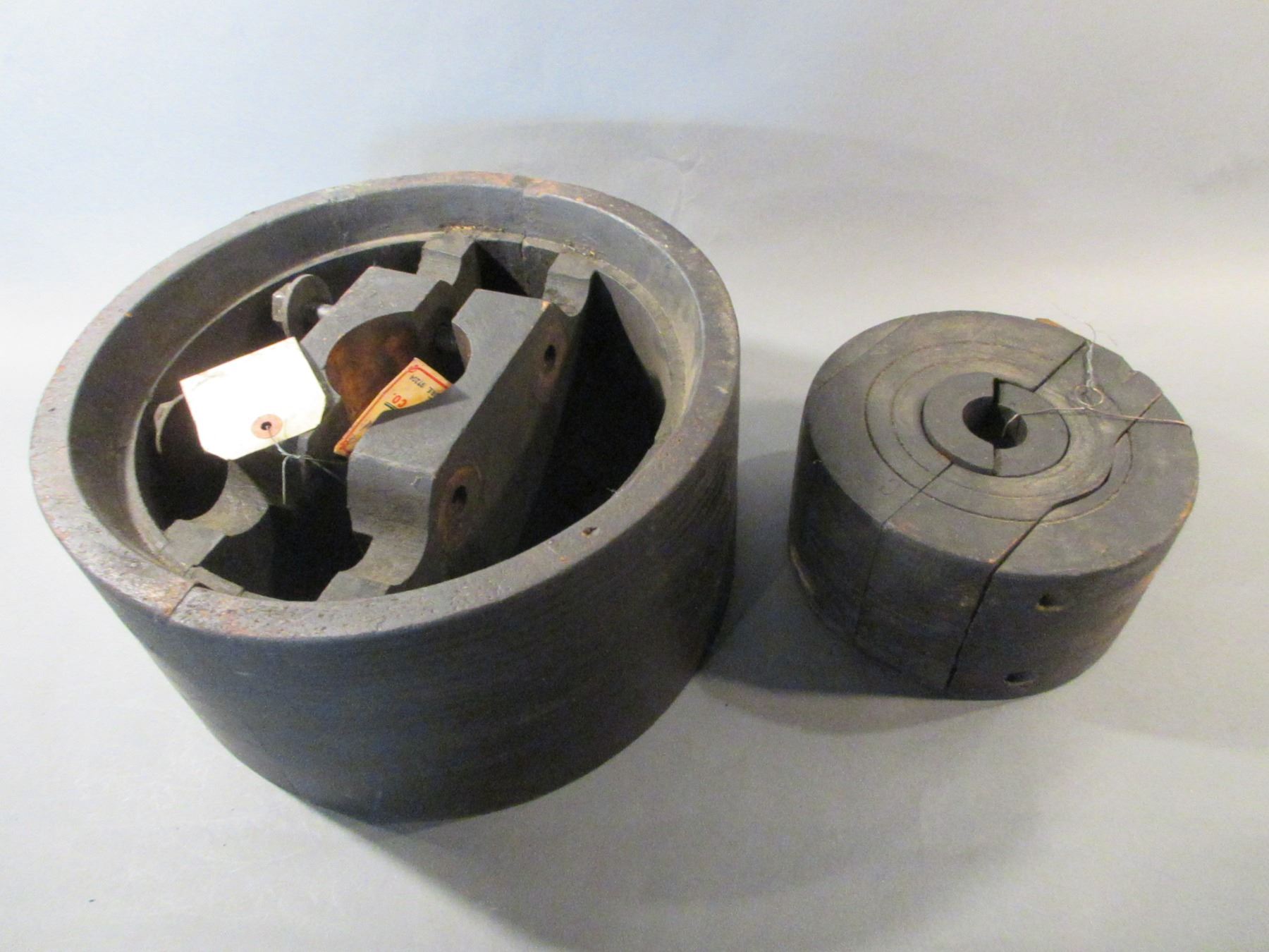 2 Old Wood Bearings From The Geo Lawrence Co Portland Ore 6.5"H X 13.5