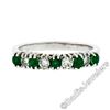 Image 1 : 18kt White Gold 1.36 ctw Alternating Round Diamond & Emerald Wedding Band Ring