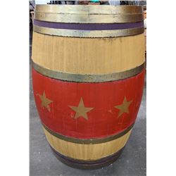 Wooden painted carnival barrel