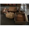 Image 1 : 3 nice weaved baskets and 2 boxes of miscellaneous