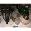 Image 1 : 1920s schoolhouse lights, 2 green glass shades and assorted lightings