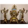 Image 1 : 1 Brass clock and 2 Brass Candelabra