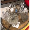 Image 1 : Glass punch bowl and assorted decor