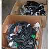 Image 1 : Boxes of junction boxes, electrical cords ceiling lights and misc