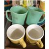 Image 2 : Two vintage jadeite coffee cups and assorted coffee cups and baskets