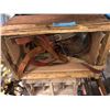 Image 3 : Box of vintage leather belts and 3 wood boxes