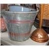 Image 1 : Vintage copper plunger and assorted metal pail