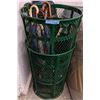 Image 1 : Two metal garbage cans with umbrellas