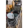 Image 1 : Rolling rack and three step stools and large lot of garbage cans