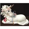Image 1 : White glazed Unicorn with golden horn a