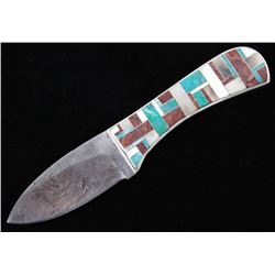 Navajo Wilson Dawes Multi-Stone Damascus Knife
