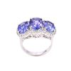 Image 2 : Tanzanite Triplet Set Diamond 18K Ring w/ Papers
