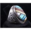 Image 3 : Zuni Signed Sterling Inlaid Multi-Stone Men's Ring