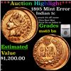 Image 1 : ***Auction Highlight*** 1895 Mint Error Indian Cent 1c Graded ms63 bn By SEGS (fc)