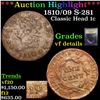 Image 1 : ***Auction Highlight*** 1810/09 S-281 Classic Head Large Cent 1c Graded vf details By USCG (fc)