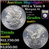 Image 1 : ***Auction Highlight*** 1901-s Vam 9 Morgan Dollar $1 Graded GEM+ Unc By USCG (fc)