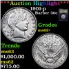 Image 1 : ***Auction Highlight*** 1901-p Barber Half Dollars 50c Graded Select Unc By USCG (fc)