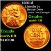Image 1 : 1931-d Lincoln Cent 1c Grades GEM Unc RB
