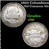 Image 1 : 1893 Columbian Old Commem Half Dollar 50c Grades vf++
