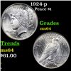 Image 1 : 1924-p Peace Dollar $1 Grades Choice Unc