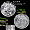 Image 1 : 1938-d Mercury Dime 10c Grades GEM+ FSB