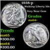 Image 1 : 1938-p Walking Liberty Half Dollar 50c Grades Choice+ Unc