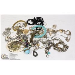 BAG OF STORAGE LOCKER FIND JEWELRY, SOME 925