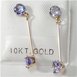 10K YELLOW GOLD 4 TANZANITE(1CT)  EARRINGS, MADE